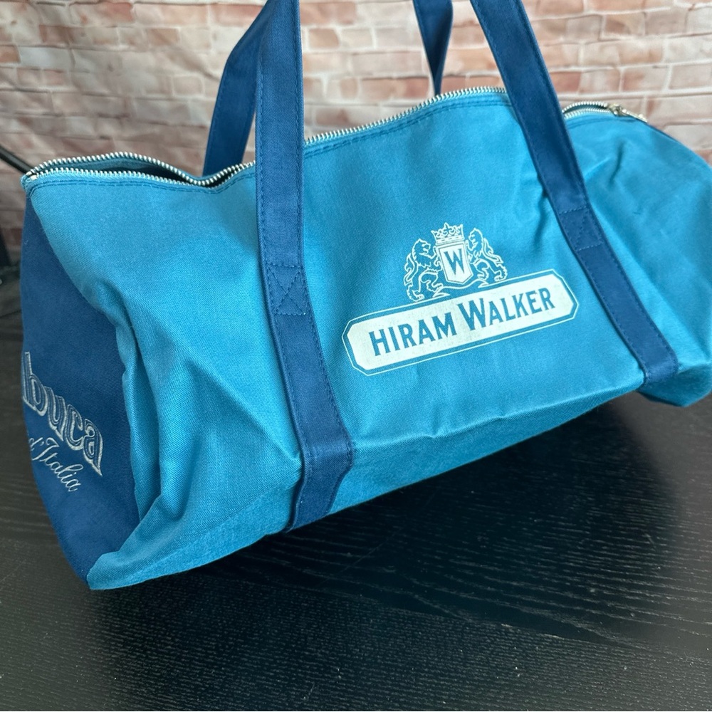 Vintage Hiram Walker Sambuca Blue Canvas Duffle Bag